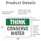 Signmission Conserve Water, 18 in W x Rectangle, Vinyl Decal OS-2PACK-TS-D-1218-L-11821 - alternate 6